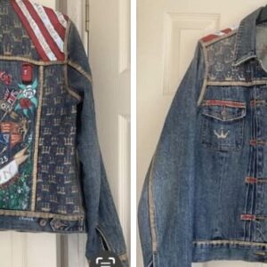 Painted Upcycled Denim Coronation Jacket (Large)